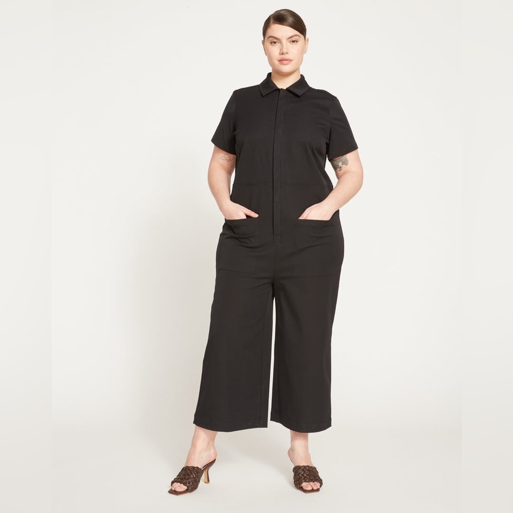 NWT Universal Standard Kate Cotton Twill Jumpsuit Black Plus Size XL 26/28
